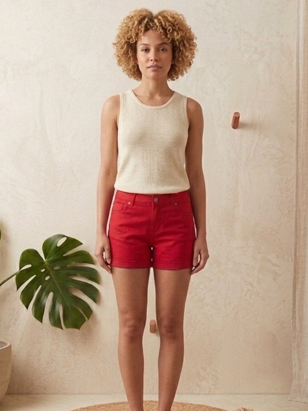 CELEBRITY PINK Women’s Denim Shorts Vibrant Red Cuffed Hem Stretch - Size 9/29